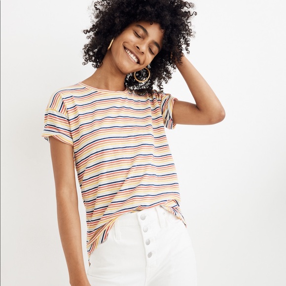 ✨ Madewell Rainbow Stripe Cotton Tee Sz XS✨